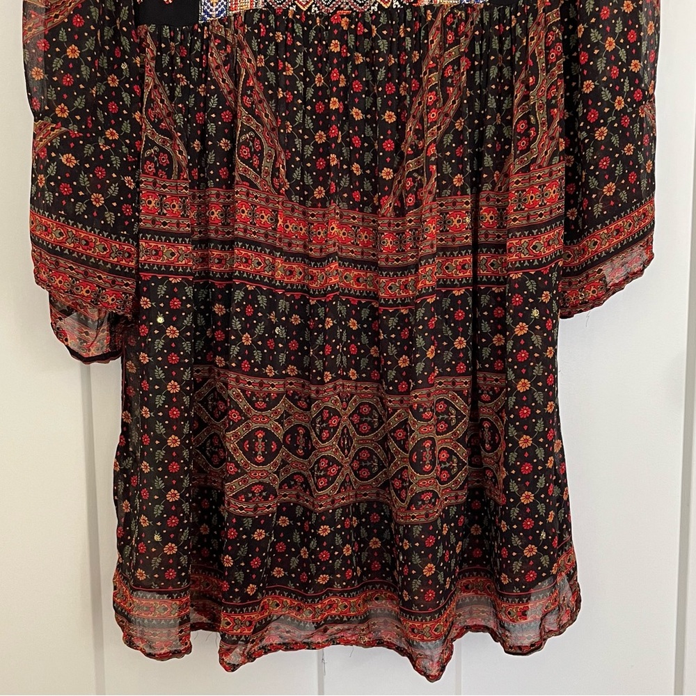 Akemi Kin Embroidered Beaded Boho Tunic Dress - Picture 6 of 16